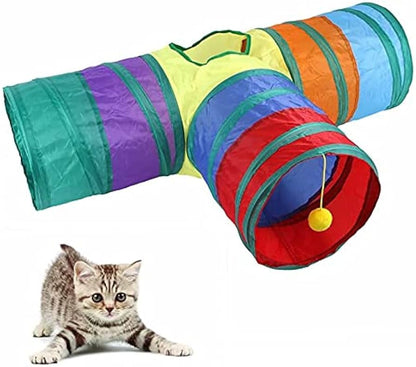 Jouet tunnel pliable coloré pour chat