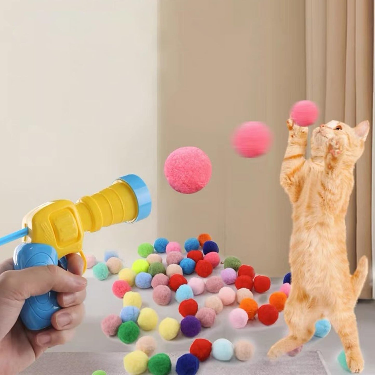 Pistolet de tir à balle en peluche pour chat