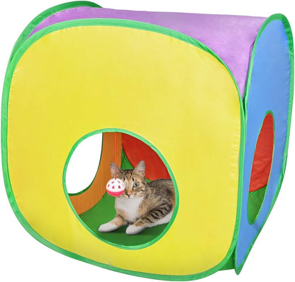 Jouet tunnel pliable coloré pour chat