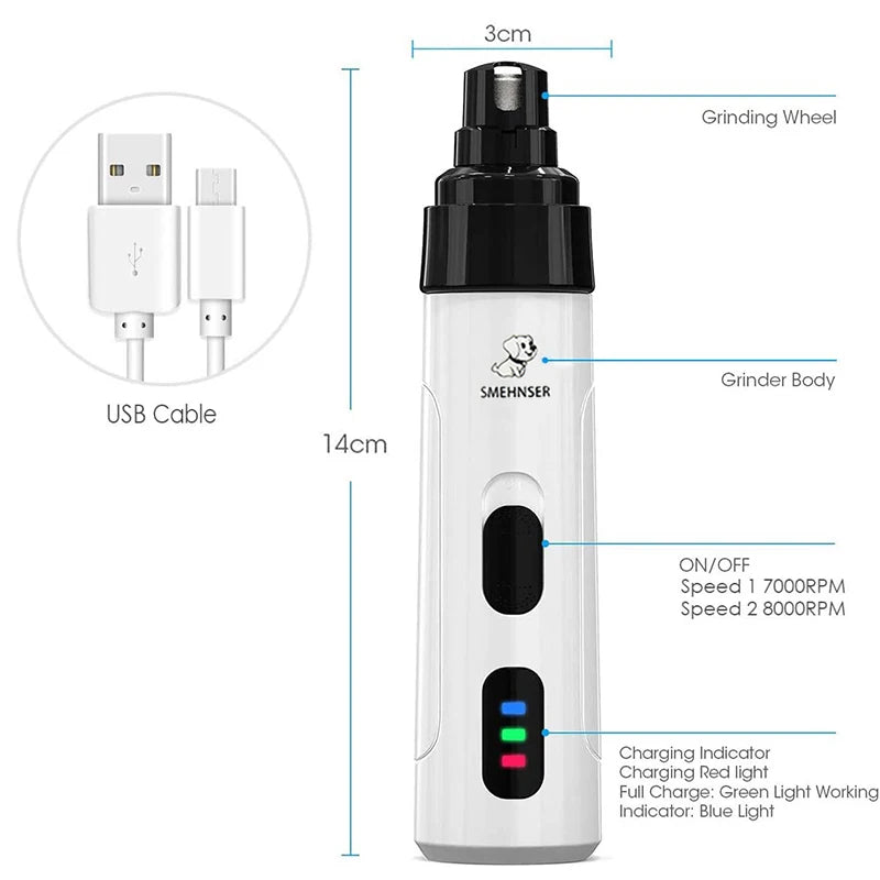 Painless USB Charging Dog Nail Grinders