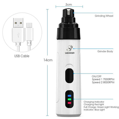 无痛 USB 充电狗狗指甲磨床