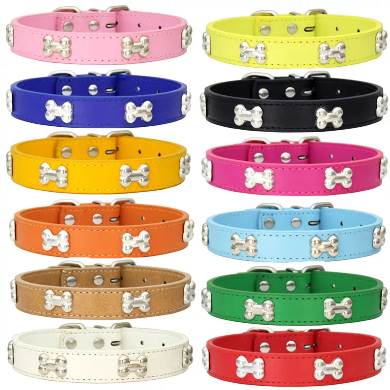 Bone Leather Pet Dog Collars