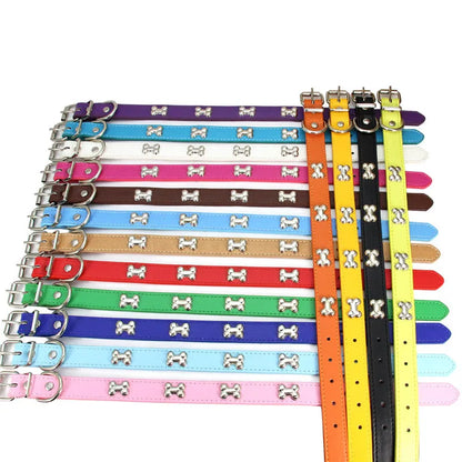 Bone Leather Pet Dog Collars