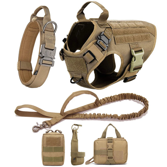 Tactical Dog Harness, Leash, Collar, and Accessories Set