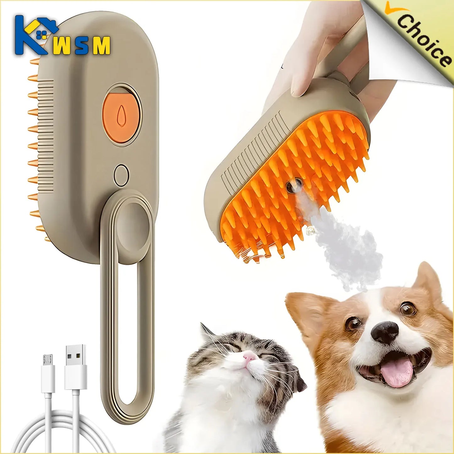 Pet Massage Brush with Electric Steam