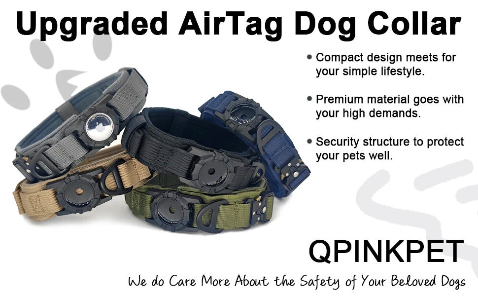 QPINKPET AirTag Stylish Safety Dog Collar