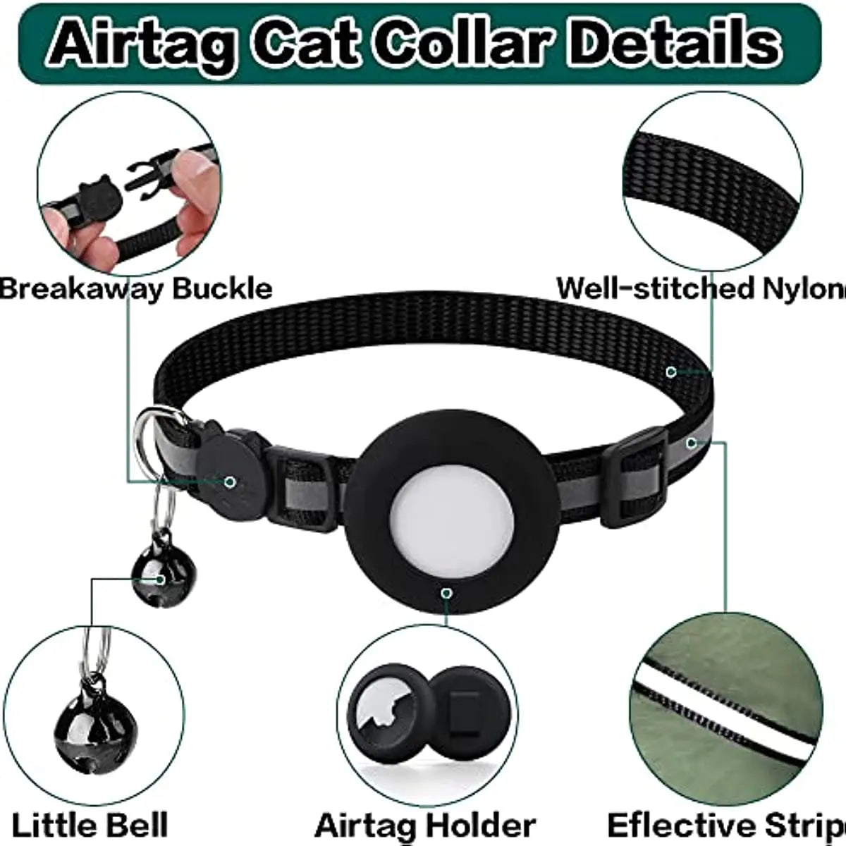 Collier pour chat Airtag réfléchissant