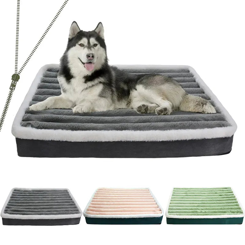 Lit pour chien avec fermeture éclair et matelas amovible