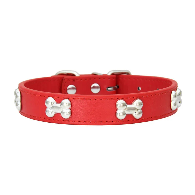 Bone Leather Pet Dog Collars