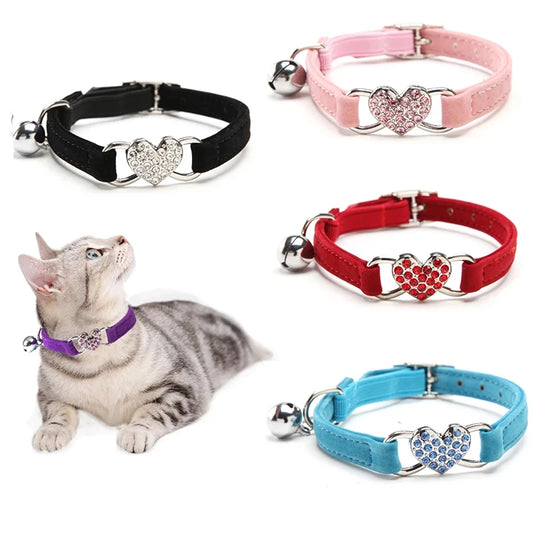 Collier pour chat coeur en velours