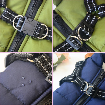 Warm Waterproof Dog Jacket with Harness