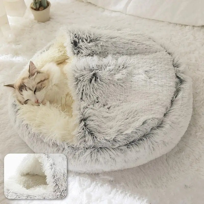 Soft Plush Cat Bed with Cover