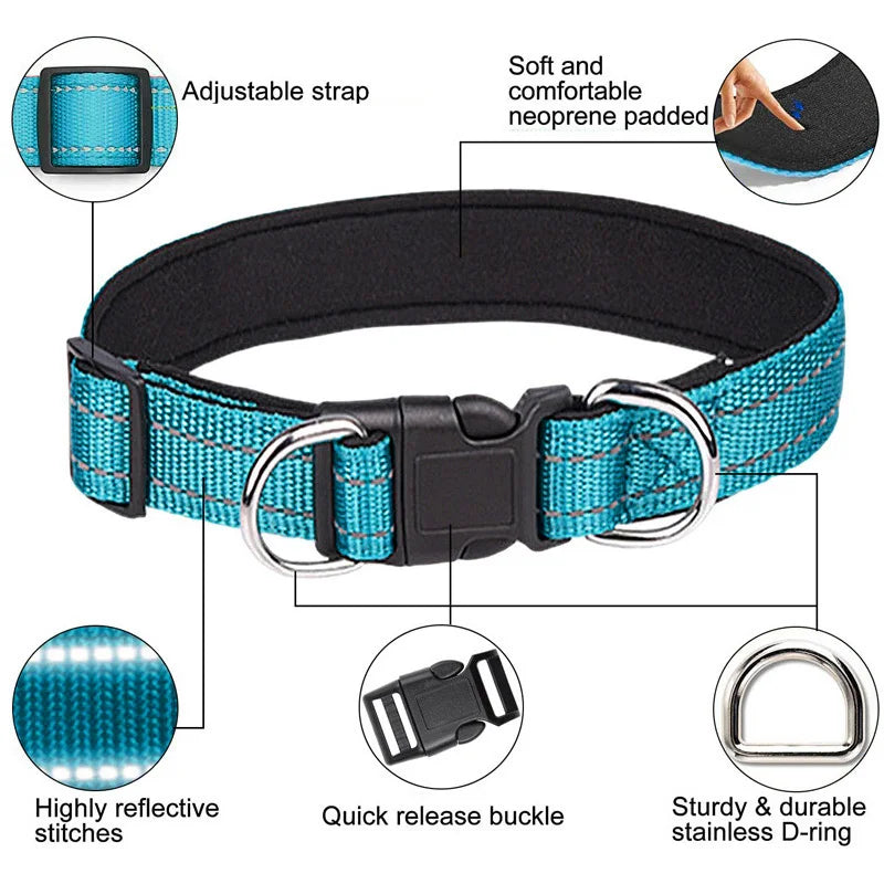 Reflective Neoprene Padded Dog Collar