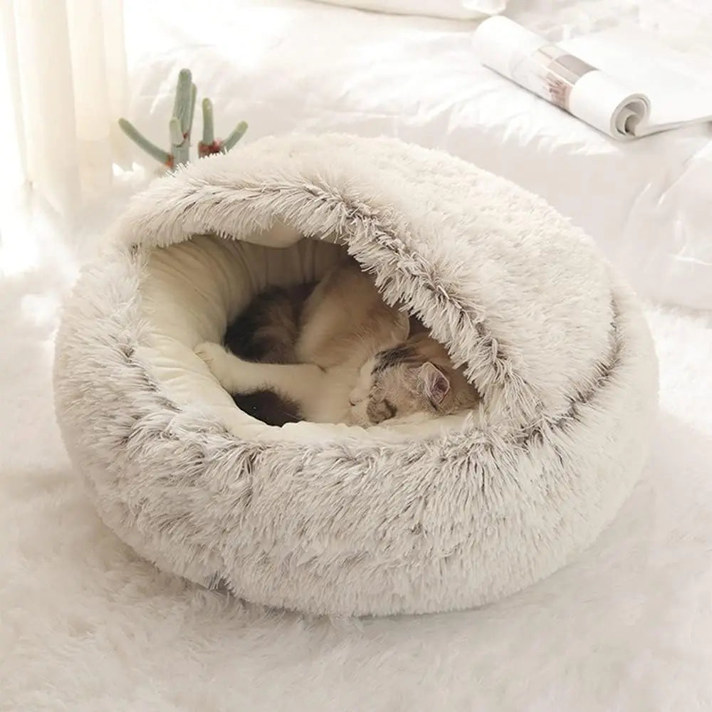 Soft Plush Cat Bed with Cover