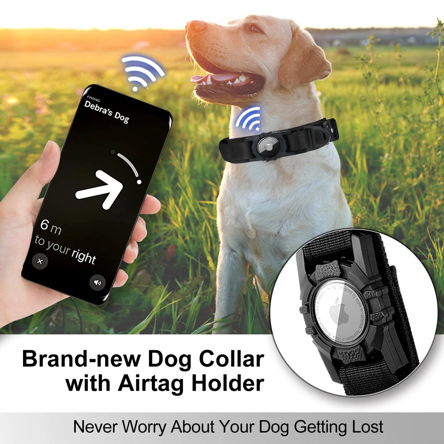 QPINKPET AirTag Stylish Safety Dog Collar