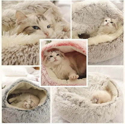 Soft Plush Cat Bed with Cover