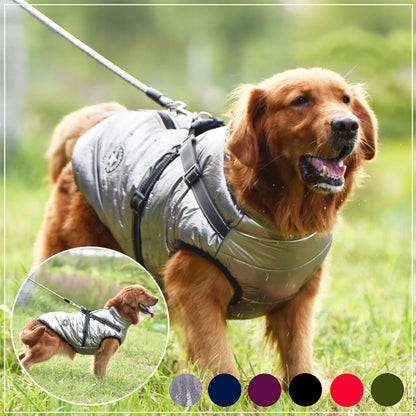 Warm Waterproof Dog Jacket with Harness