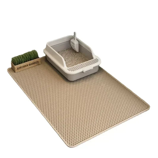 Tapis de litière pour chat double couche de grande taille